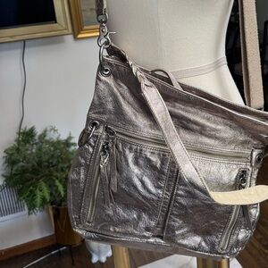 The Sak Metallic Silver Crossbody Bag